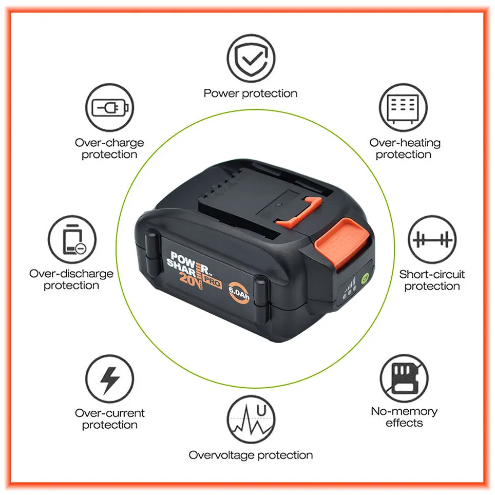 For WORX brand new genuine WA3578 - PowerShare 20V 5.0AH/6.0AH lithium-ion large-capacity battery