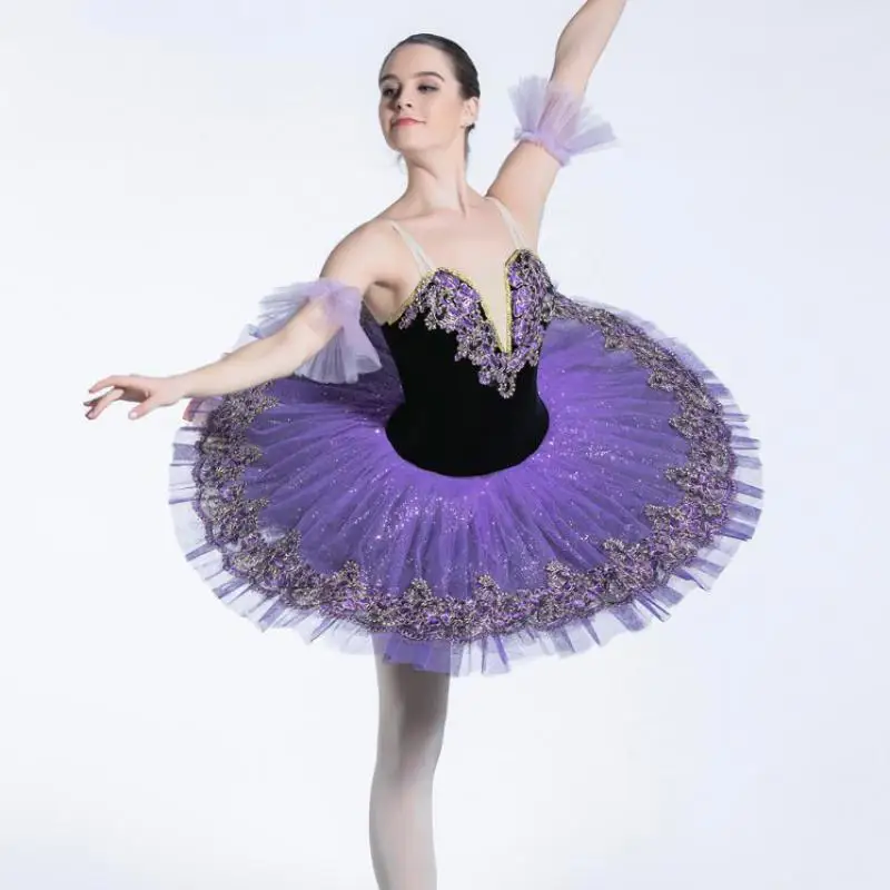 Purple Professional Ballet Tutu Kids Girls Women Sleeping Beauty Pancake Tutu Swan Lake Dance Performance Ballerina Costumes