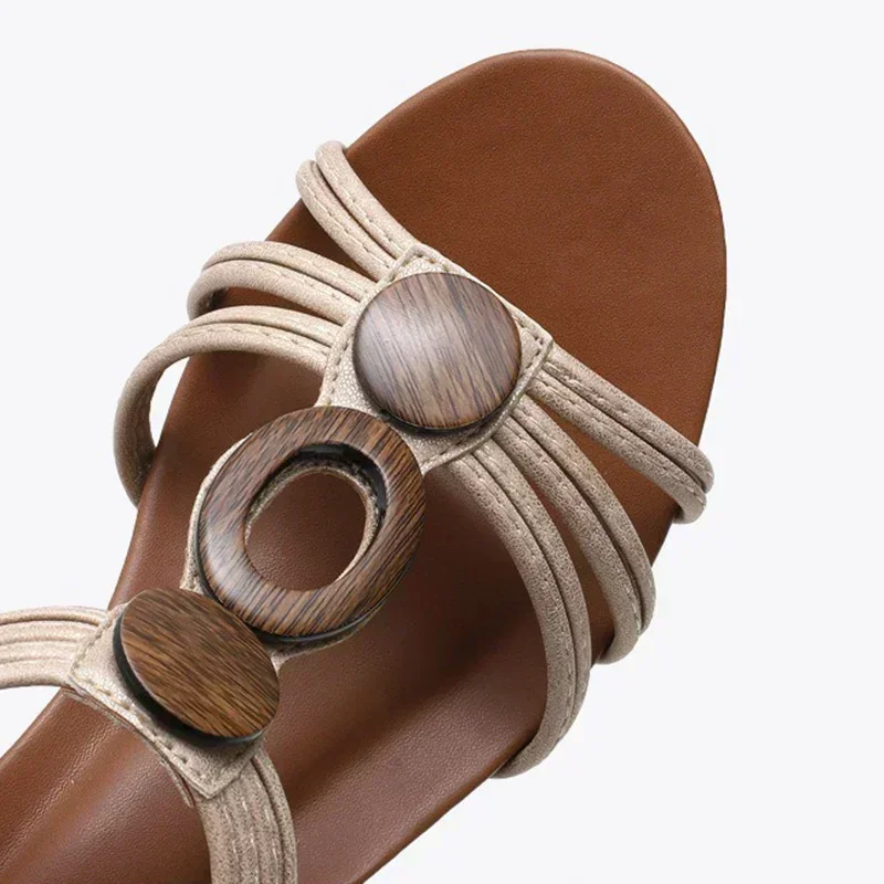 Summer Women 1.5cm Platform 5cm Wedges High Heels Sandals Lady Fashion Vacation Outside Shoes Female Leisure String Bead Sandals