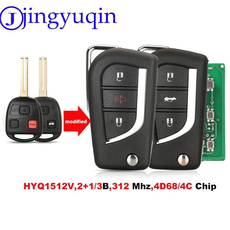 jingyuqin 3buttons For Lexus ES300 FJ GX470 HYQ1512V LX470/570 RX300 GS300 IS200 Car Key 312Mhz 4D68/4C Chip