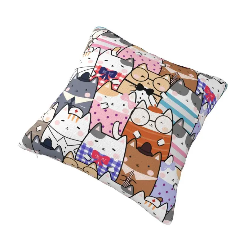 Custom Kawaii Cute Cats Pattern Pillow Case Cushions Cover Square Pillowcase