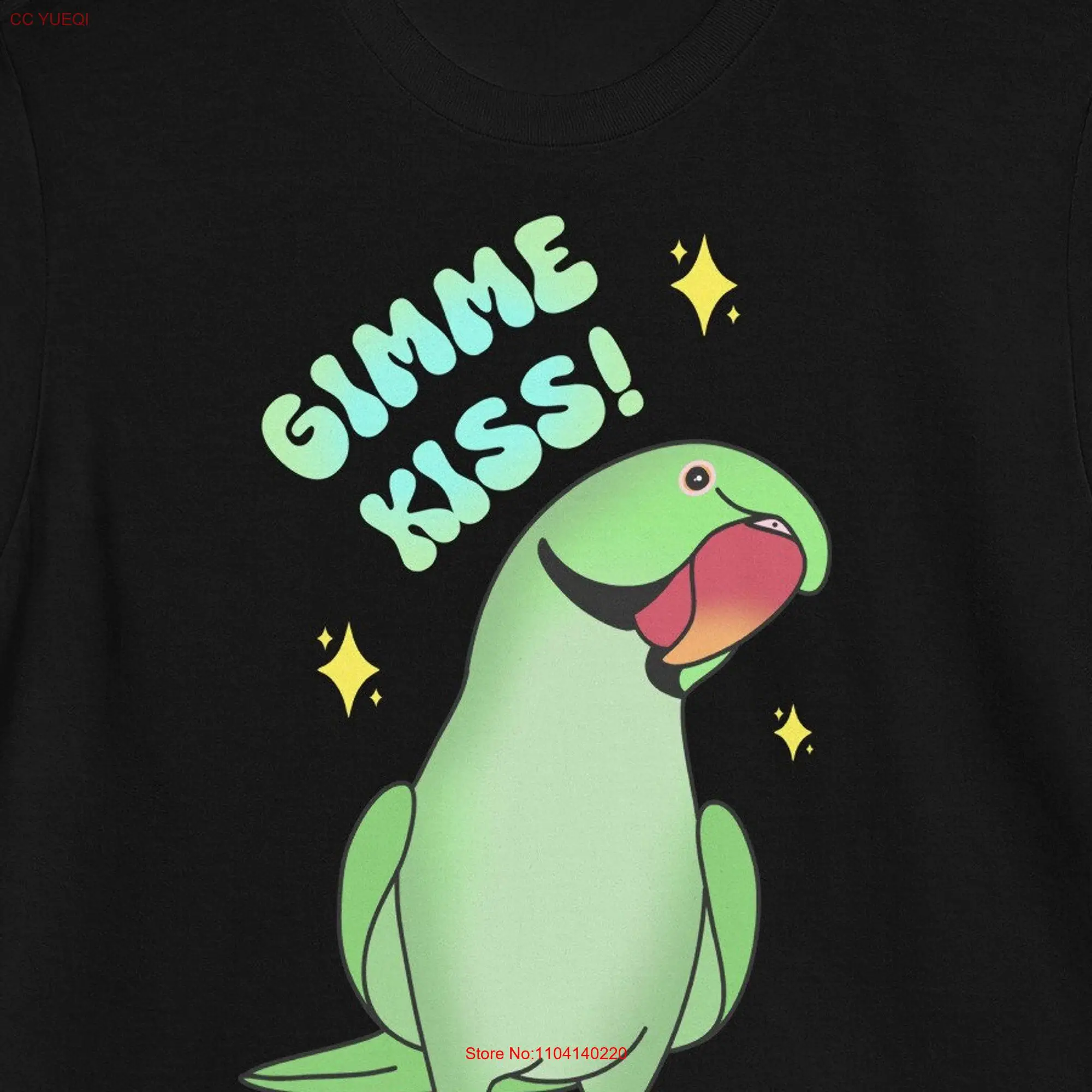 Gimme Kiss Green Ringneck T Shirt Indian Funny Parrot owner gift idea Birb Merch long or short sleeves