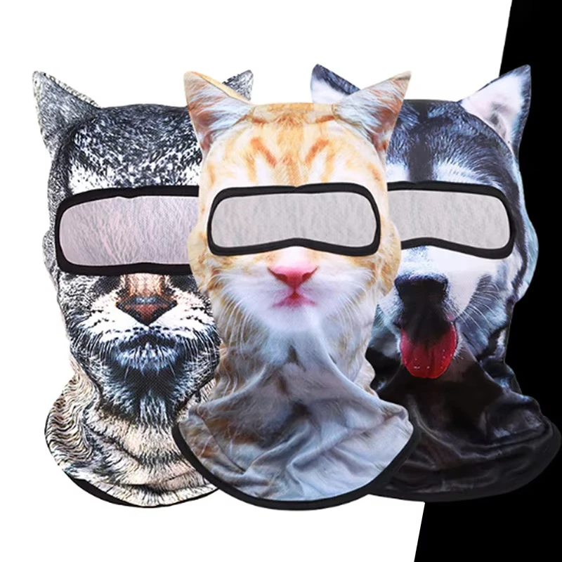 3D Full Face Hood Masque Cat Ski BalaclavaAnimal Face Covering Cute AnimalBalaclava Motorcycle Motocross Ski Snowboard Hat