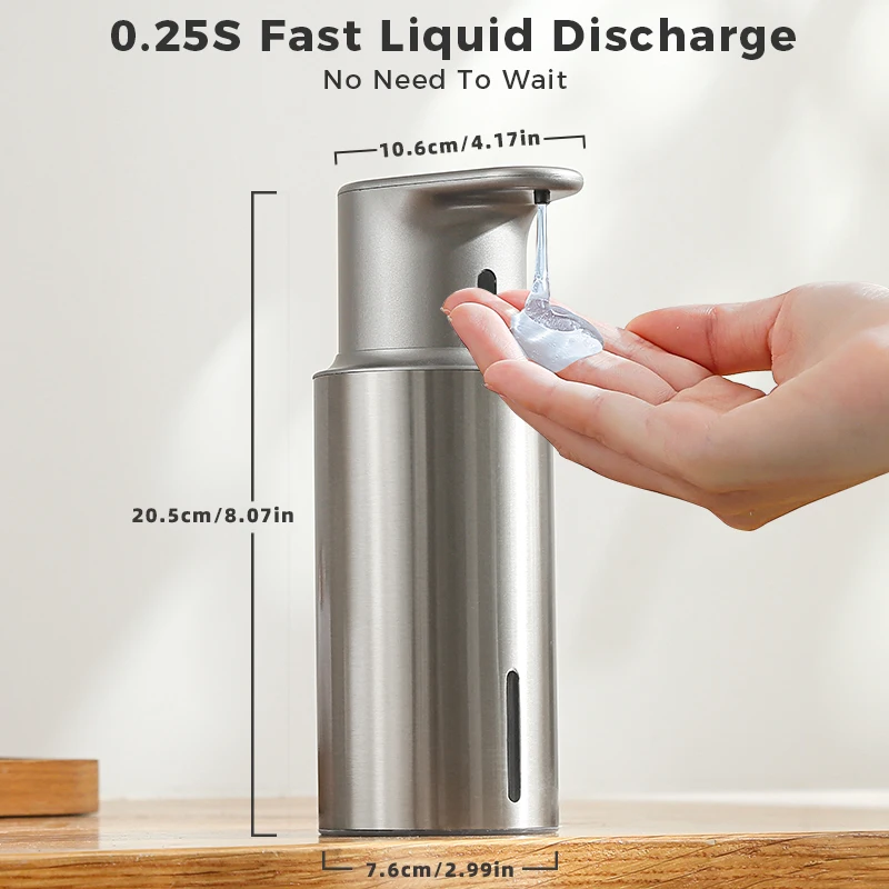 480ml Kitchen Soap Dispenser Automatic Sensor Hand Sanitizer Machine Intelligent Electric Body Wash Soap Dispenser 304 Stainl image 6