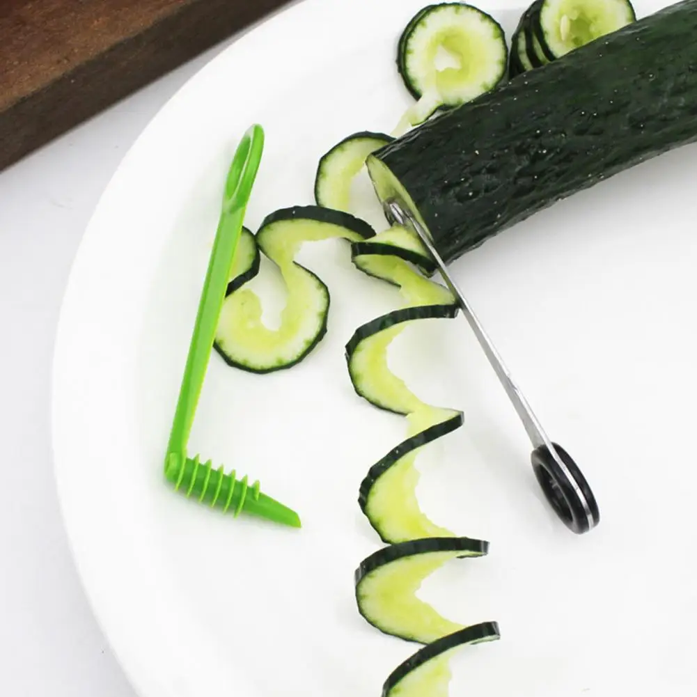Spiralizer Rotasi Mudah Alat Pengiris Sayuran Serpihan Tajam Spiralizer Sayuran Baja Tahan Karat Ergonomis untuk Mentimun untuk Spiral