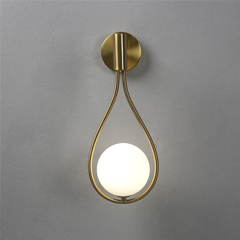 Nordic Simple Glass Ball Wall Lamps Modern Iron Water Drop Wall Lamp LED Decorative Lighting Fixtures of Living Room Bedroom G9