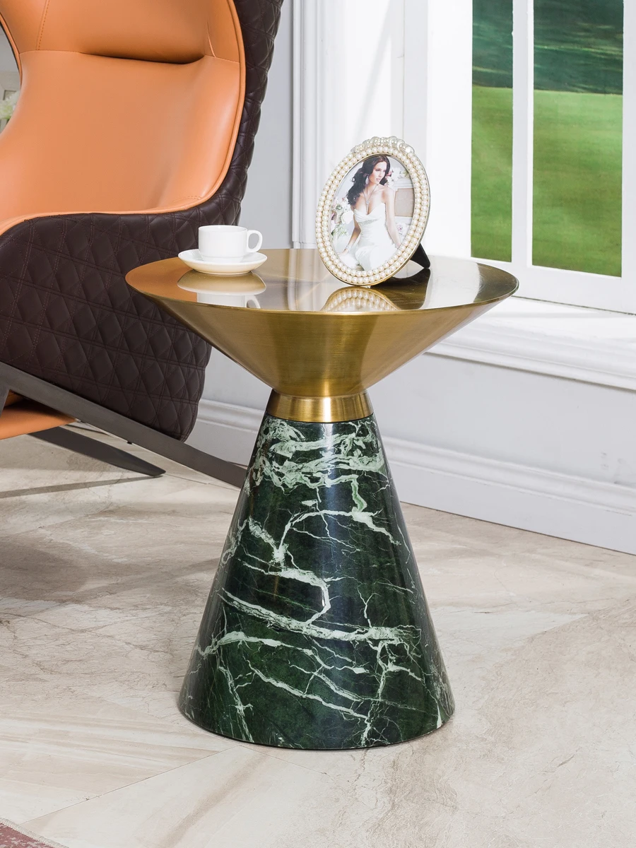 

Mobile Marble Side Table Stainless Steel Corner Table Nordic Balcony Small Coffee Table Creative round Light Luxury