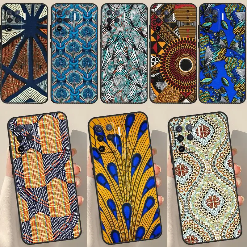 African Style Fabric Print For OPPO Find X3 Lite X5 Pro A5 A9 A31 A53 S A83 A91 A93 A54 A74 A94 A15 A16 A52 A72 Case