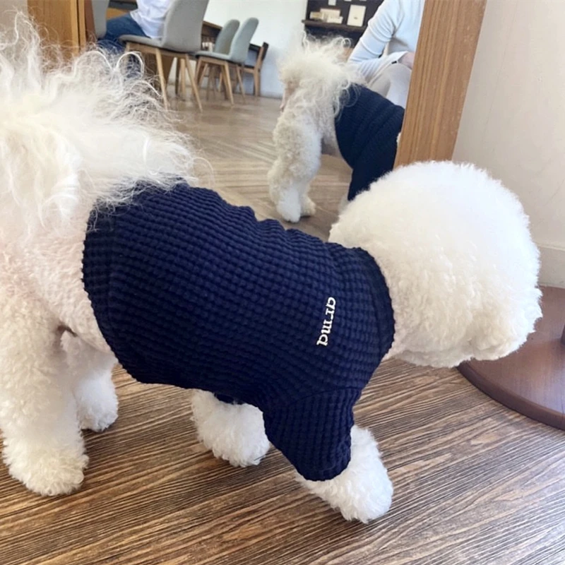 Teddy Waffle Bottomed Shirt Warm Pullover for Autumn than Bears Solid Color Two Legged Clothes for Poodles Beautiful Pet Clothes