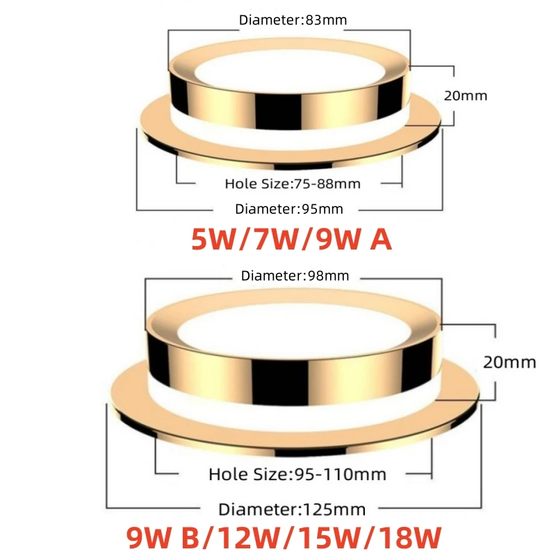 5W 7W 9W 12W 15W 18W Możliwość przyciemniania Wpuszczana lampa LED typu Downlight Spotlight Lampa wewnętrzna ze sterownikiem Luksusowe światło stereo