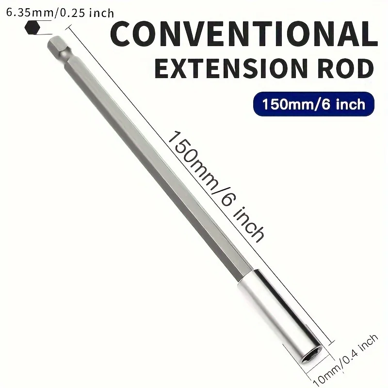 4Pcs Hexagonal Long Handle Extended Connecting Rod Magnetic Extension Screwdriver Tip Holder Non-slip Hand Tool