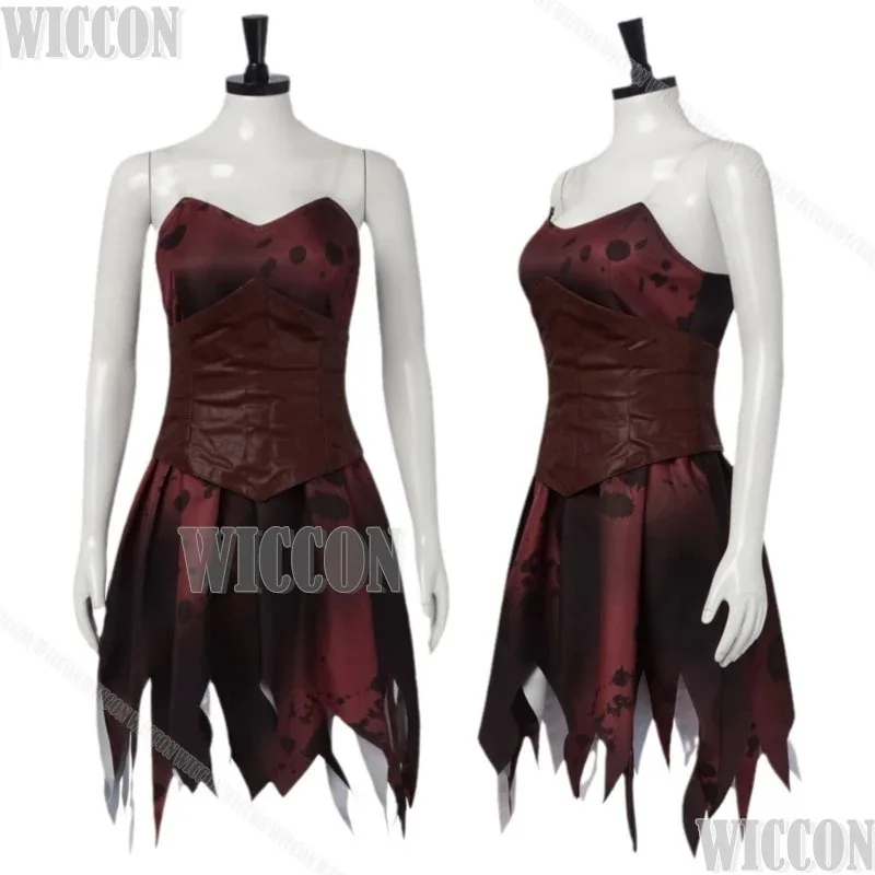 

Princess Elodie Movie Damsel Cosplay Costume Irregular Hemline Dark Red Dress Girdle Suit Holloween Party RolePlay Women Girla;2