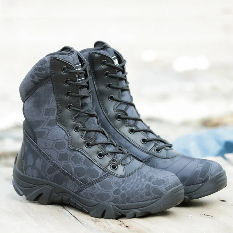 Men Hunting Tactical Boots Autumn Winter Waterproof Leather  Boots Desert Safty Work Shoes Hiking Ankle Boots Plus Size 45