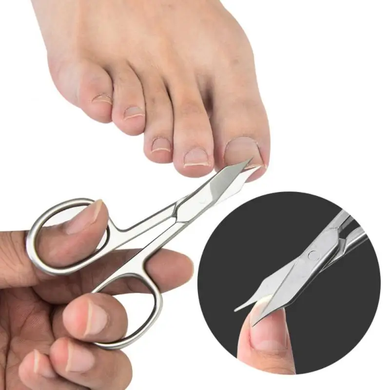 Stainless Steel Toenail Scissors Oblique Mouth Silver Nail Clippers Single Flat Shear Fingernail Cutter Manicure Foot Care Tools