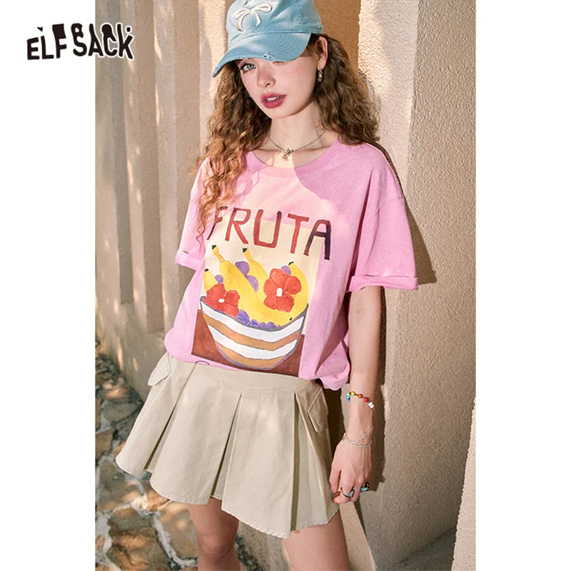 ELFSACK-Falda plisada de cintura alta para mujer, ropa de trabajo adelgazante, estilo americano, novedad de verano 2024