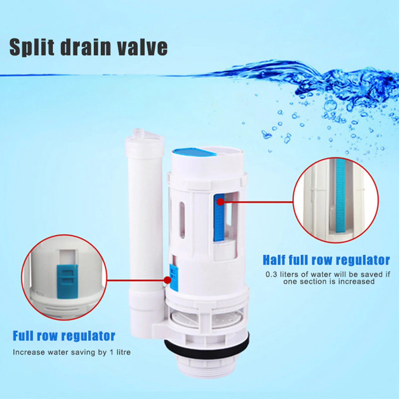 Toilet Dual Flush Valve Convenient to Install Water Saving Tank Button Suitable for Connected Side Toilet Water Tank