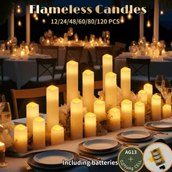 120-12 pces velas sem chama a pilhas velas decoração do casamento velas led cintilação luzes de chá vela luz de velas concerto