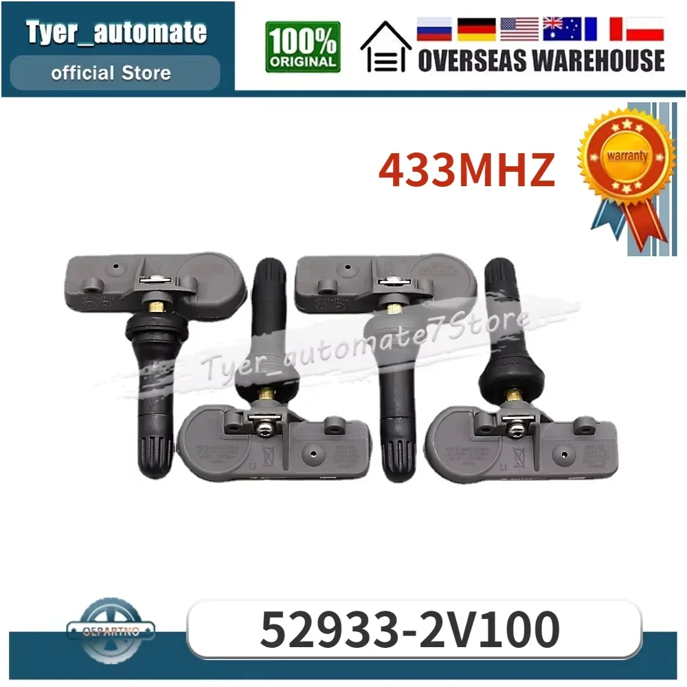 

4PCS Tire Pressure Monitoring Sensor 433MHz TPMS Sensor 52933-2V100 529332V100 52933 2V100 For 2011-2018 Hyundai Veloster [FS]