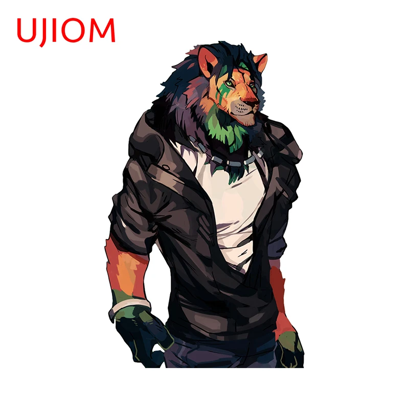 UJIOM 13cm X 8cm Strong Lion Furry Wall Stickers Cool Laptop Computer Desk Decoration Decals 3D Funny Living Room Chambre