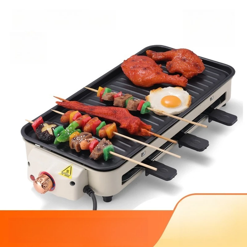 

Electric Grill Smokeless BBQ Double Layer Non Stick Griddle Electric Barbecue Pot Roaster for Home Kitchen Meat Skewer Cooking