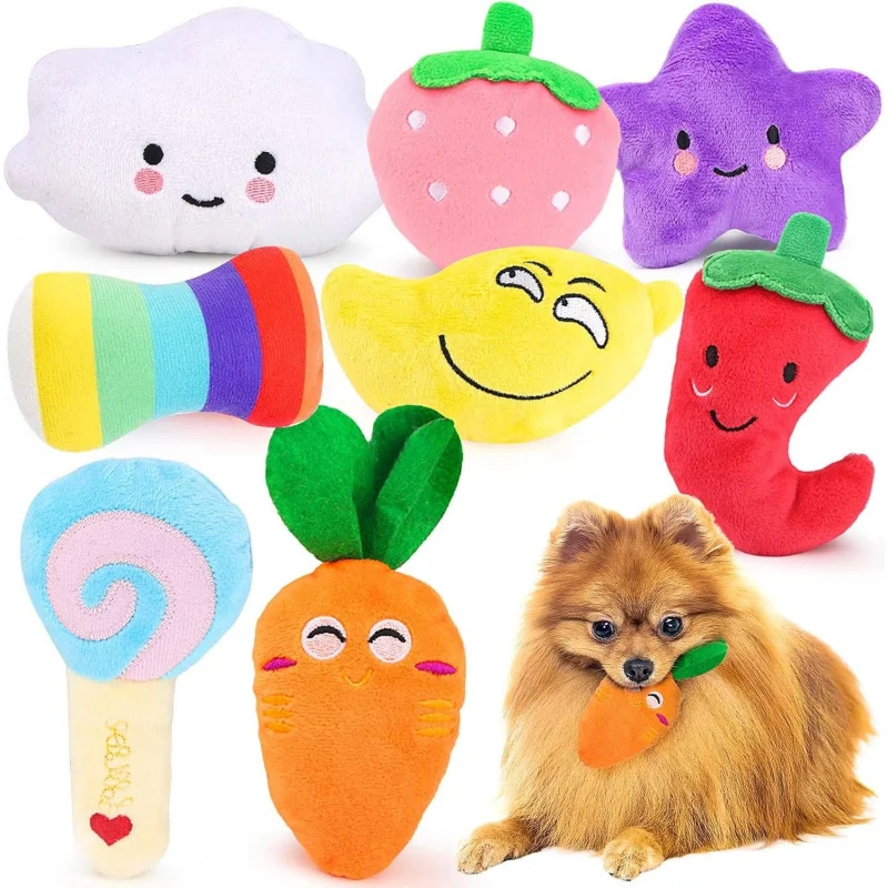 8er-Pack Quietschspielzeug für Hunde, Plüsch-Quietschspielzeug für Welpen, interaktives Spielzeugset für mittelgroße und kleine Hunde, Zahnpflege-Spielzeug für Welpenbedarf