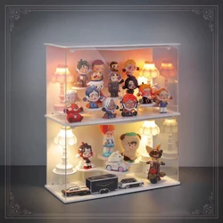 Acrylic Display Cabinets With Lights Display Boxes With Background Patterns For Blind Box Toys, Dolls, Pop Figure Models