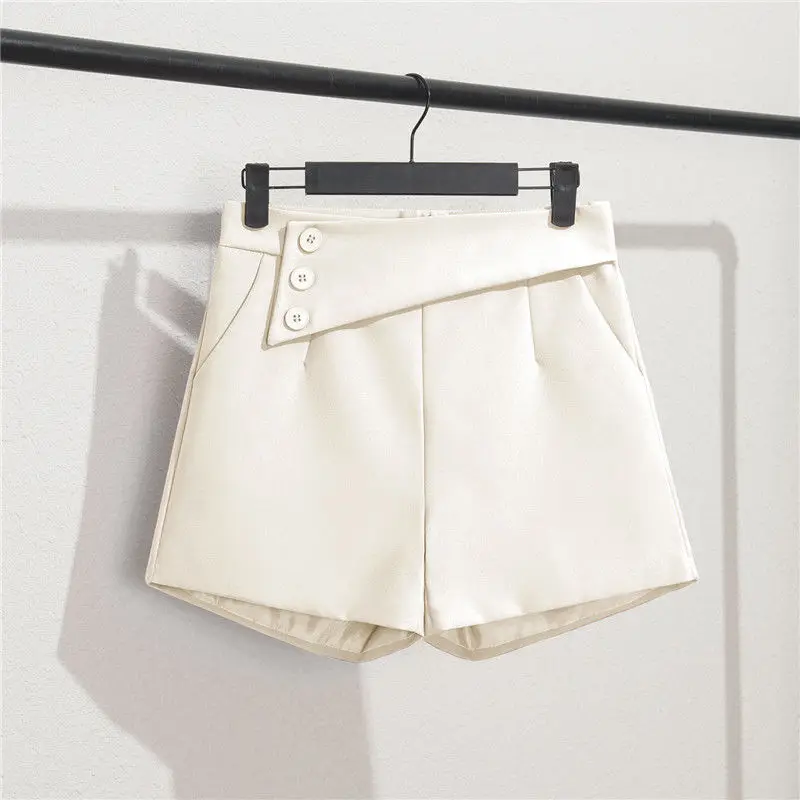 Summer New High Waist Solid A-line Wide Leg Hot Pants All-match Thin Pocket Loose Youth Shorts Fashion Casual Women Clothing