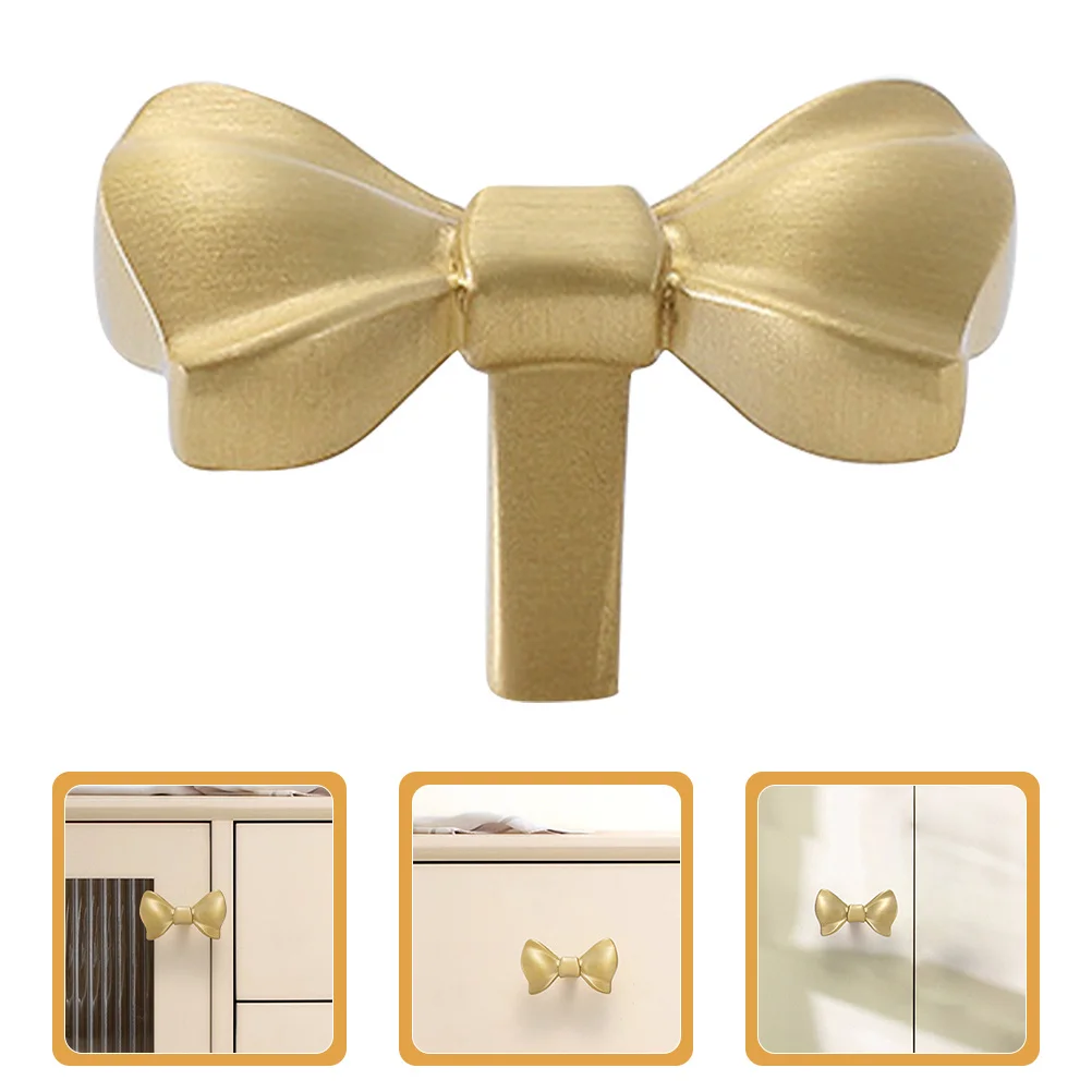

Gold Bow Drawer Pulls Solid Brass Cabinet Door Handles Decorative Knobs for Dressers Wardrobe Modern Furniture