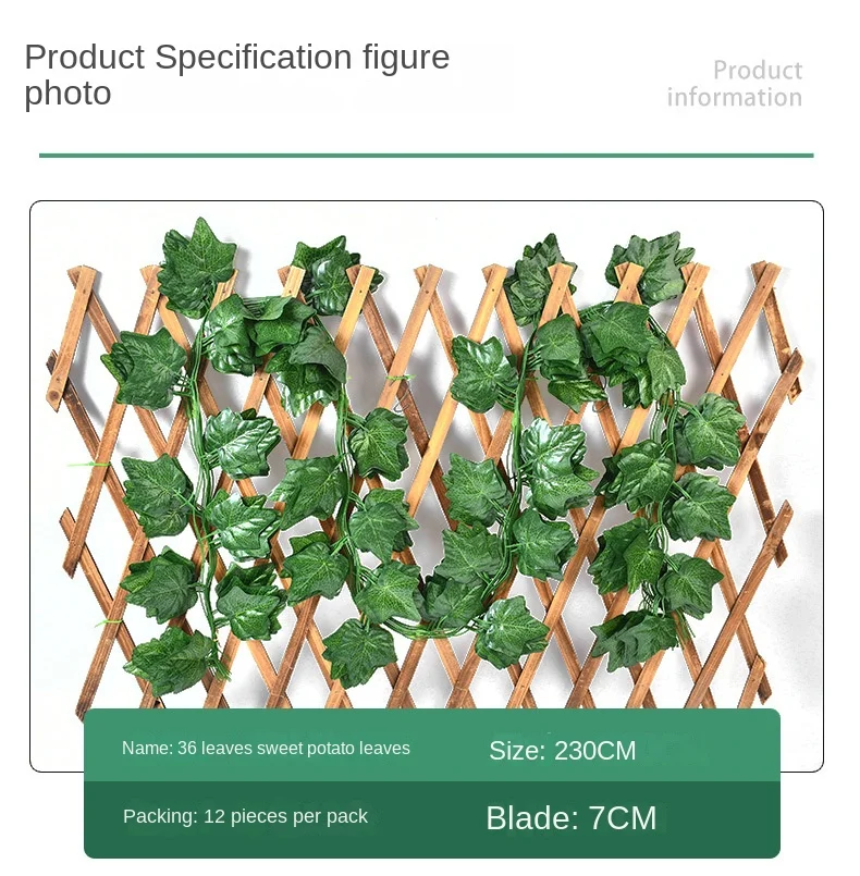 2.1M Artificial Plant Green Ivy Leaf Garland Silk Wall Hanging Vine Home Garden Decoration Wedding Party DIY Fake Wreath Leaves