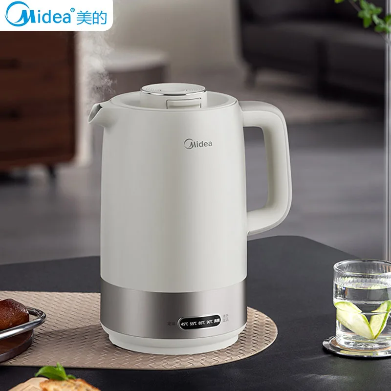 Midea ketel listrik keselamatan 1,7l, Ketel air isolasi termal tahan bocor untuk dapur rumah 316L MK-SH21-I baja tahan karat