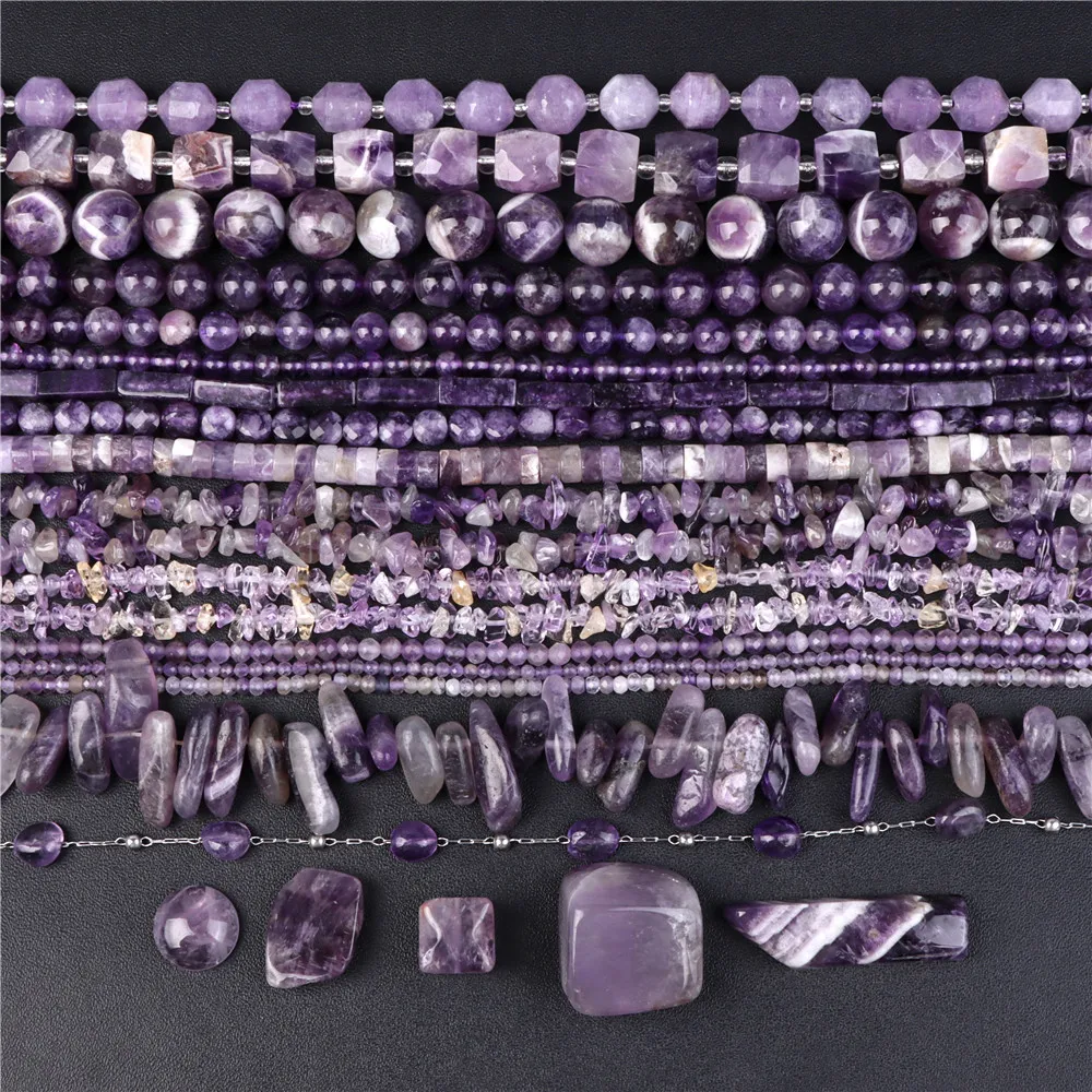 Natural Amethyst Stone Beads Purple Quartzs Crystal Irregular Multiple size Loose Beads For Jewelry Making DIY Necklace Bracelet