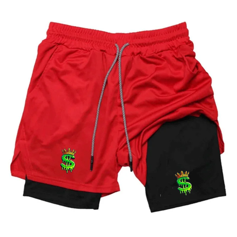 

Summer Men Loose Mesh Clothing Casual Beach Shorts Running 2 in 1 Double-deck Sport Shorts Men Sportswear Gym Fitness Short Pant