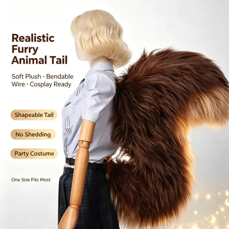 Halloween Adjustable Wearable Oversized Gradient Fluffy Faux Fur Squirrel Tail Prop Furry Cosplay Comic Con Party Costume Gift