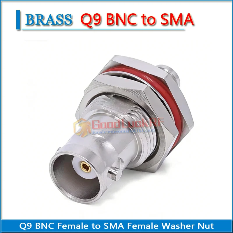 Q9 BNC Female to SMA Female Plug O-ring Bulkhead Panel Mount Washer Nut Nickel Plated Brass RF Connector Coaxial Socke