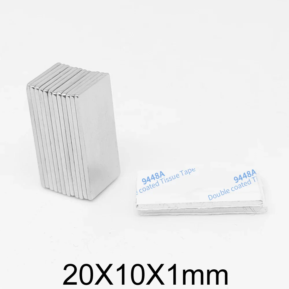 10/20/50/100/150/200/300 Viên 20X10X1 Hình Chữ Nhật mạnh Đất Hiếm Nam Châm Neodymium Với 3M 20*10*1 Khối Nam Châm 20x10x1mm