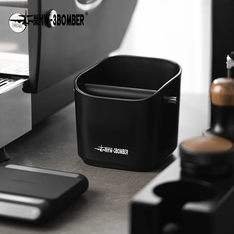 MHW-3BOMBER 1.2L Square Coffee Knock Box Anti-slip Pads Knock Box With Removable Knock Bar professional Home Barista Accessories