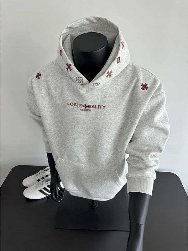 

Ele Ethnic Embroidered Hoodie Sweatirt for Men Casual Loose Fit Overhead irt Comfortable Long Sve Cotton Polyester