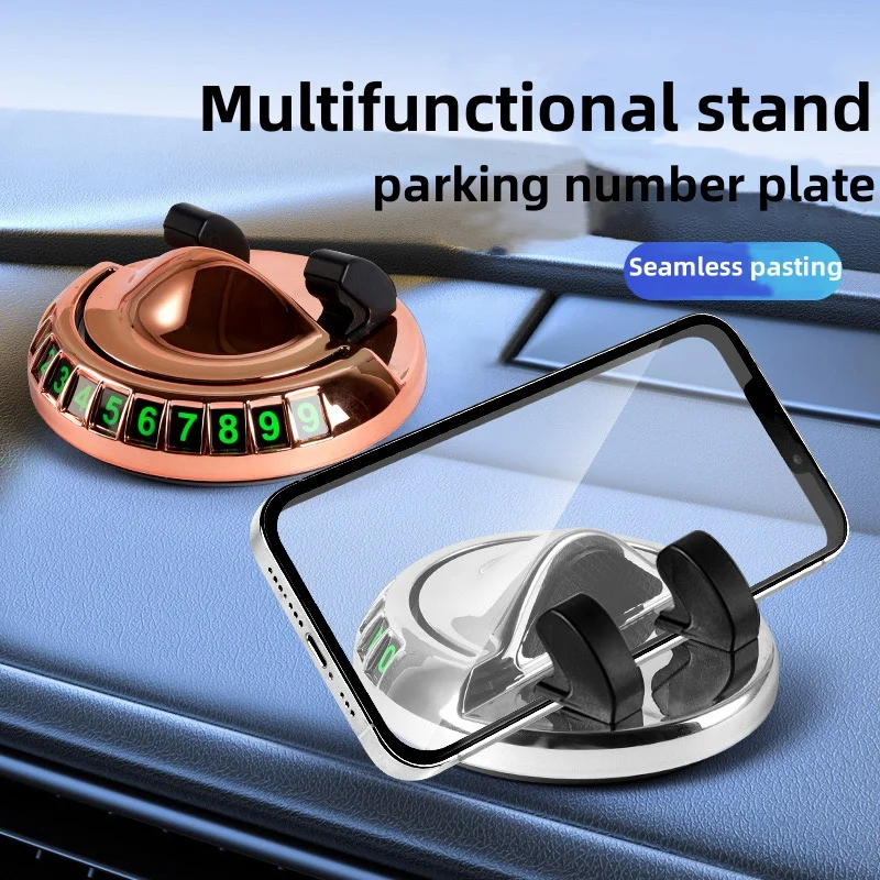 Car Dashboard Navigation Car Cell Phone Holder Abs 360 °   Rotatable Parking Number Plate Car Interior Ornaments