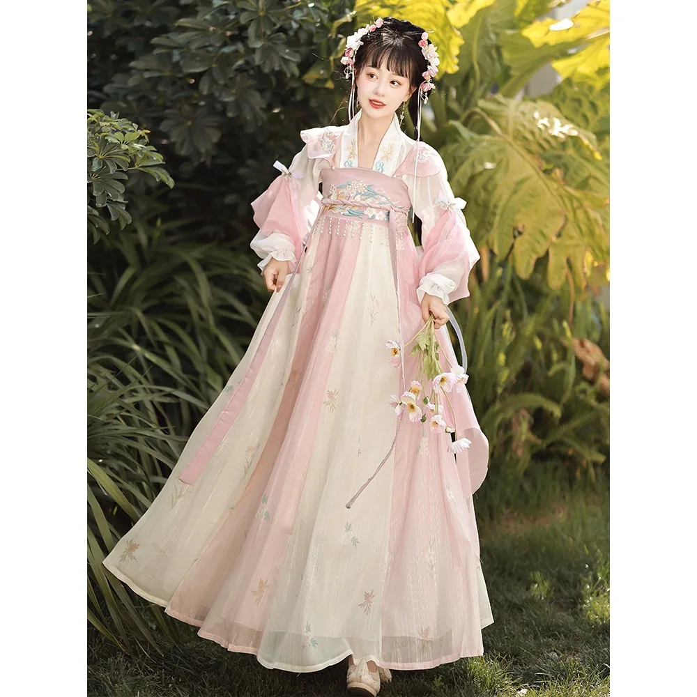 Tang Dynasty chest-length broken skirt embroidery Han element improvement daily spring and summer models