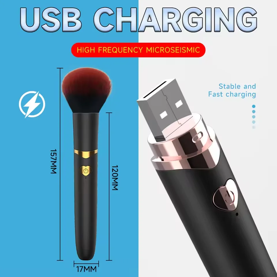 Makeup Brush G Spot Vibrator Sex Toys Powerful Vibrating Vagina Nipple Orgasm Stimulator USB Wireless Charging AV Stick Massager view 5