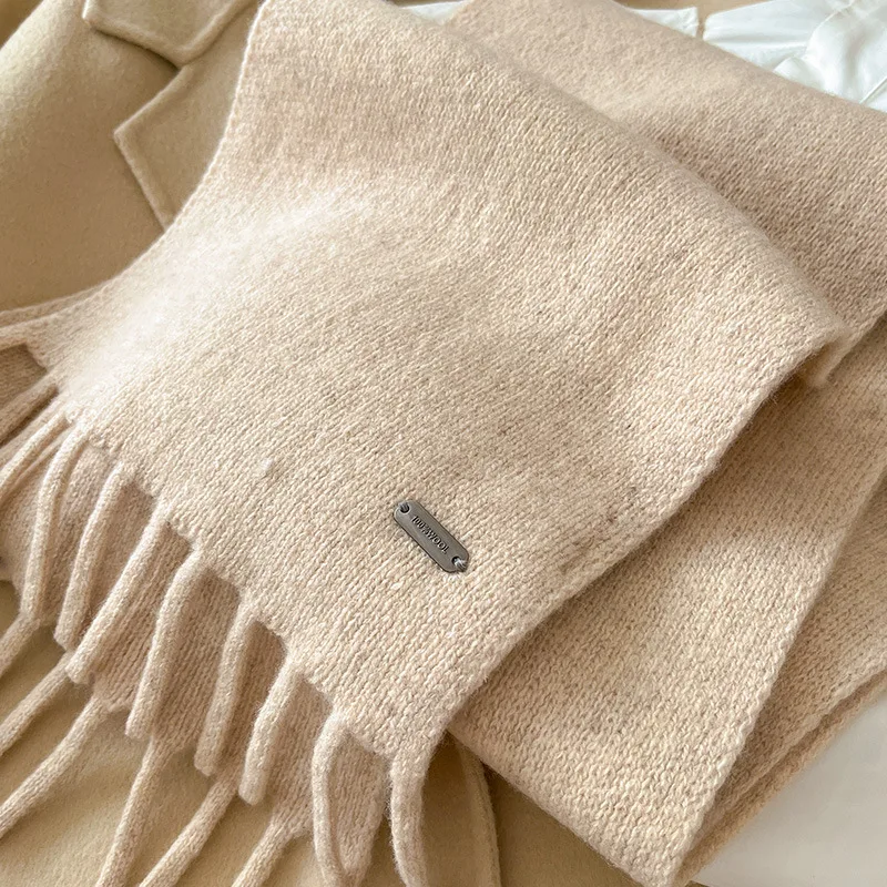 Wool 100% Australian Pure Wool Scarf Women Long Fringed Warm Cashmere Shawl Winter Warm Knitted Neck Scarf