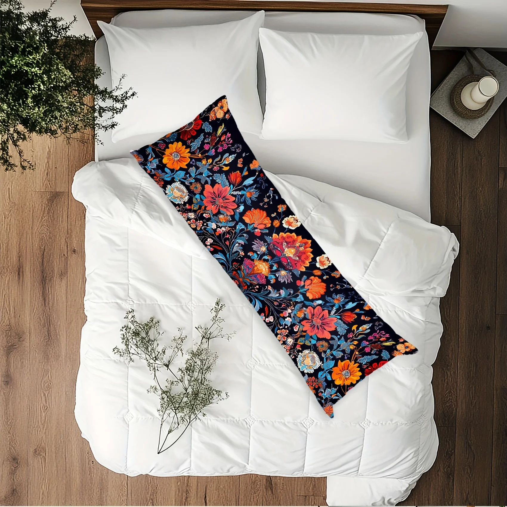 1pc Bohemian Retro Floral Design Printed Pillowcase, Size 50.8 X 137.16 cm, Suitable for Home Decor, Throw Pillows, And Bedding