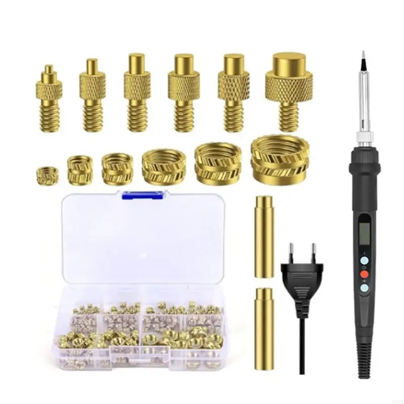 

X9FA Threaded Inserts Soldering Tips Set 80W LED Temperature Adjustable Soldering Iron with Thread Inserts Soldering Tips