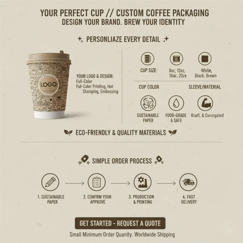 custom.Branded Custom Sizes Paper Cups 8/12/16oz Tea//Beverages Disposable Eco Cups Cafes & Restaurants S