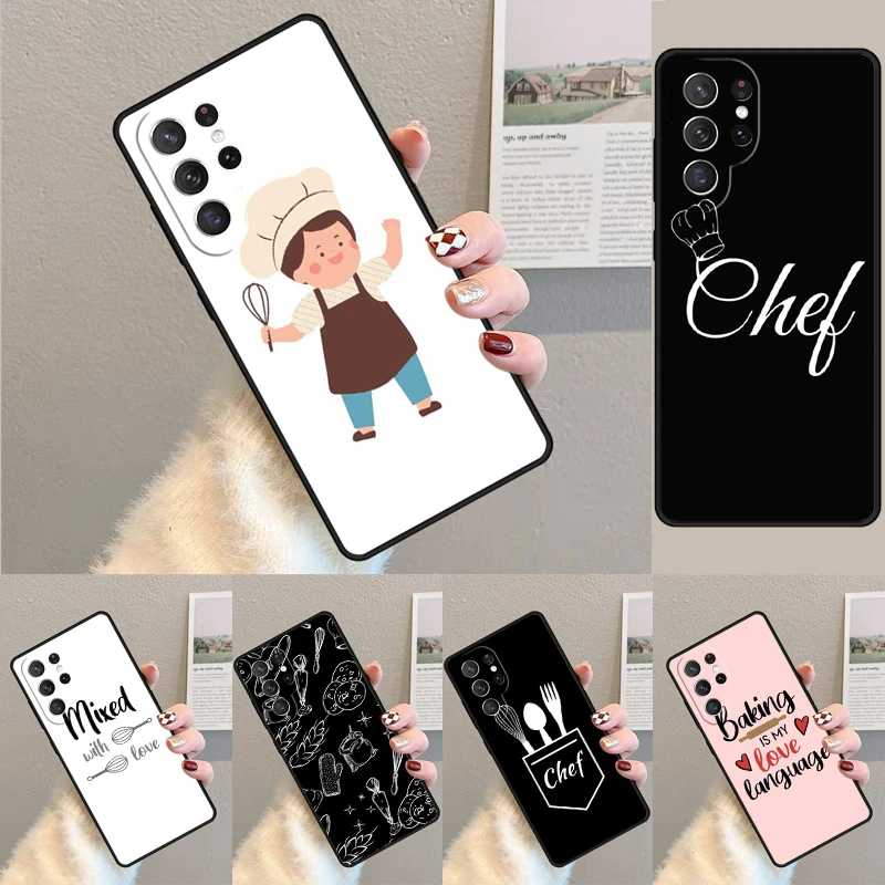 Cover For Samsung Galaxy S24 Ultra S21 S22 S8 S9 S10E Note 10 20 Plus FE S23 baking cake bakers cooking food Phone case Coque