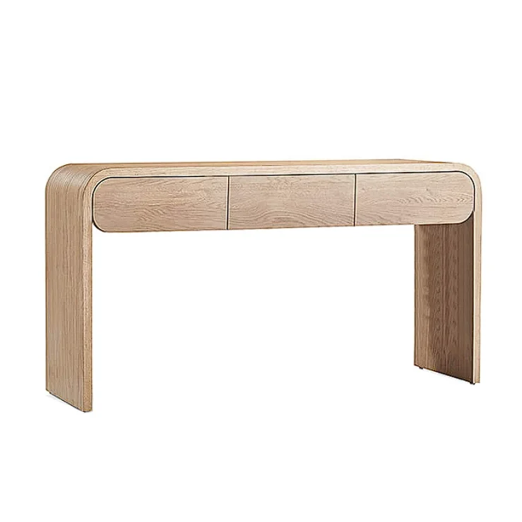 Sleek Home Office Furniture Spacious Rounded-Edge Silhouette 3-Drawer Storage Writing Desk For Study Room Bedroom Apartment