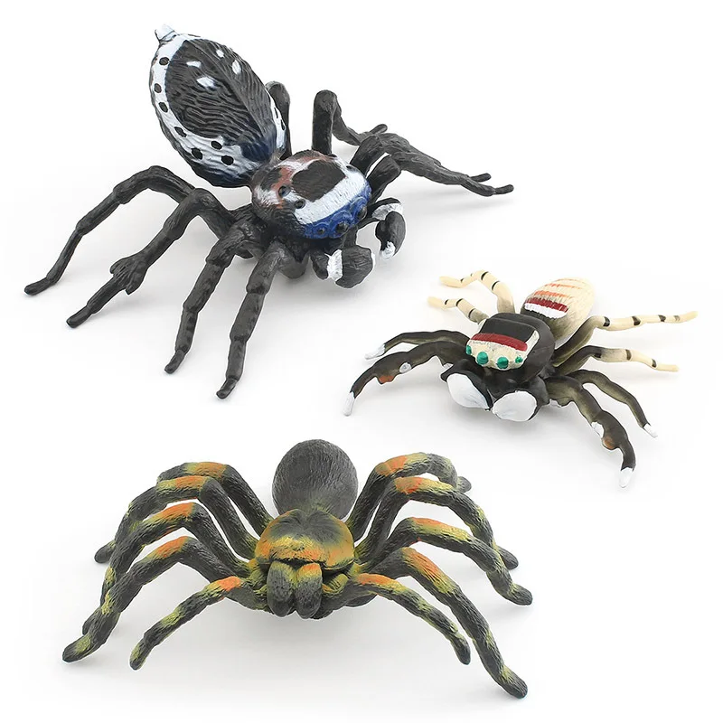 Simulation of Insect Animal Model, Red and Blue Jumping Spider Peacock Spider, Striated Fly, Static Ornaments Toy, Original