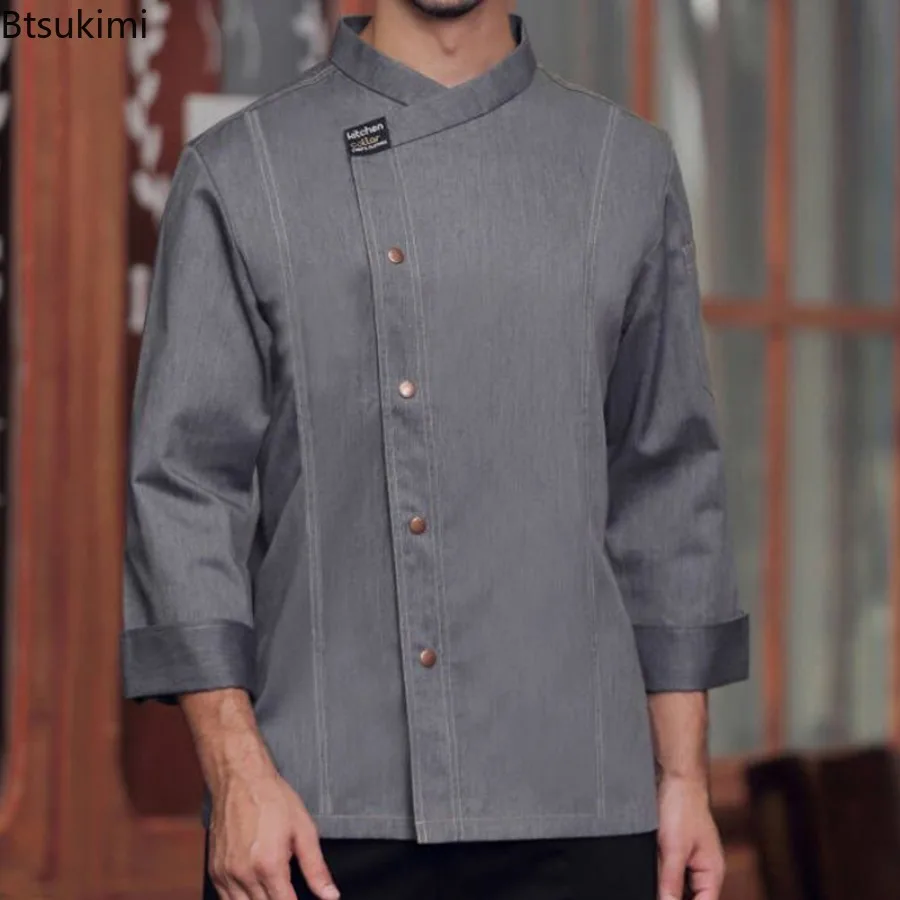 Long Sleeve Chef Uniform Large Size Kitchen Workwear Short Sleeve Summer Restaurant Barbecue Work Clothes for Men Casual Wear