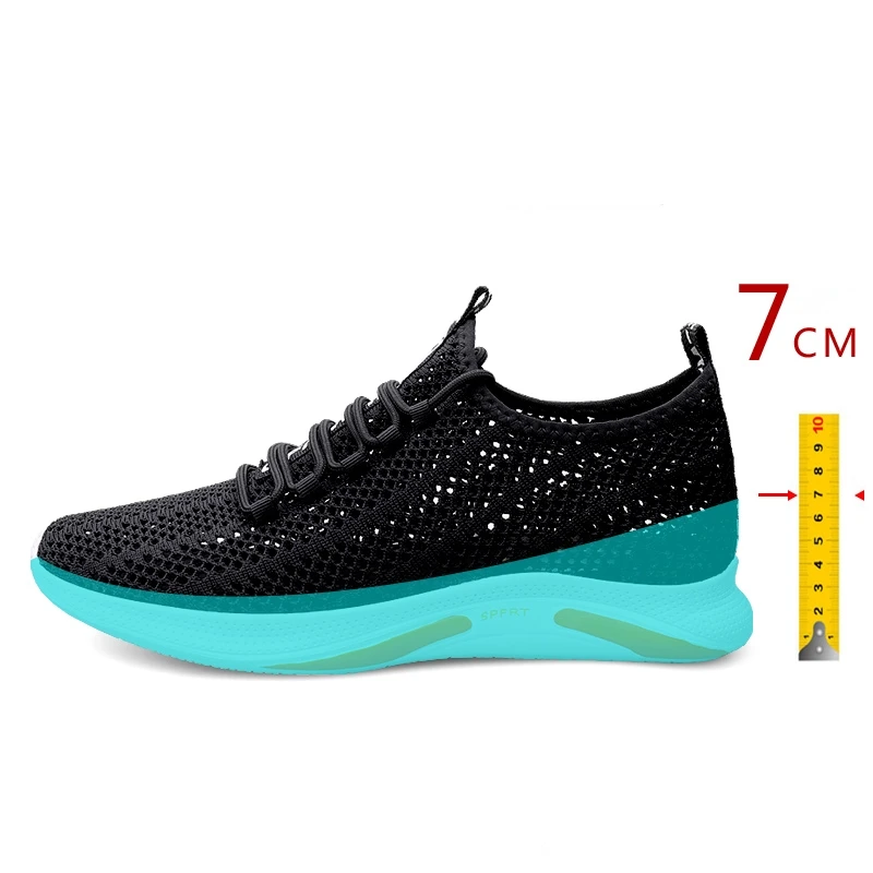 Summer Men Elevator Shoes Breathable Hollow Out Height Increase Sneakers Men Shoes Hidden 7cm Outdoor Leisure Taller Shoes