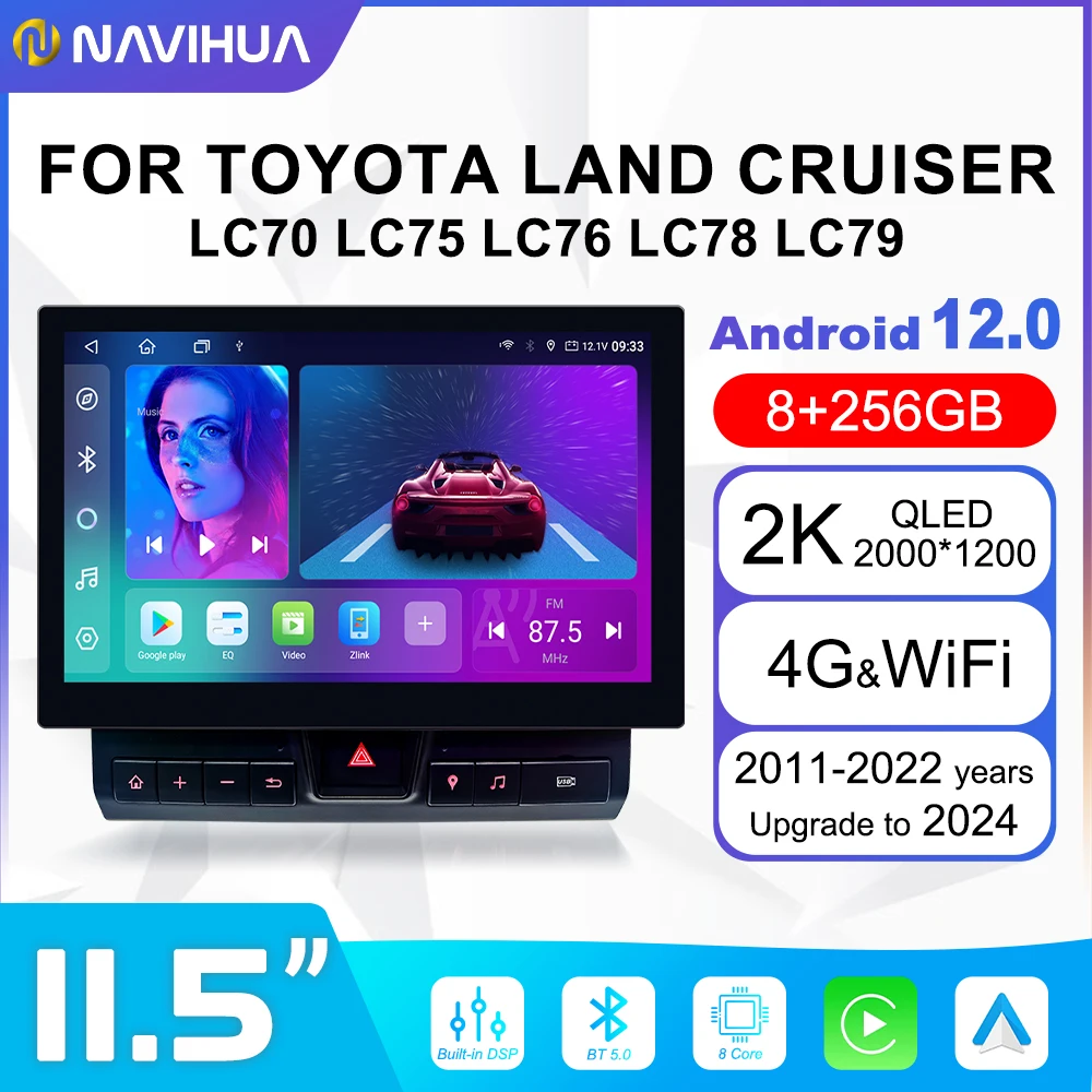 For Toyota LAND CRUISER LC70/LC75/LC76/LC78/LC79 Universal Carplay Android Octa-Core Car Radio GPS Multimedia Player WIFI 4G BT